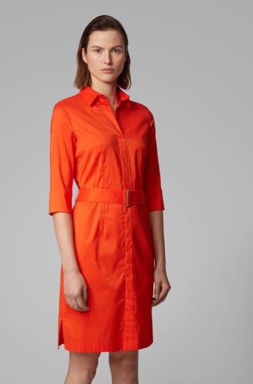 Sukienki Koszulowe BOSS Trench Inspired Pomarańczowe Damskie (Pl14055)